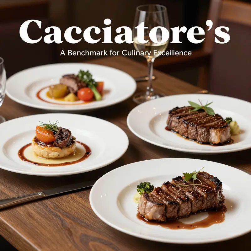 A glimpse into Cacciatore’s diverse and beautifully presented menu, embodying culinary excellence.