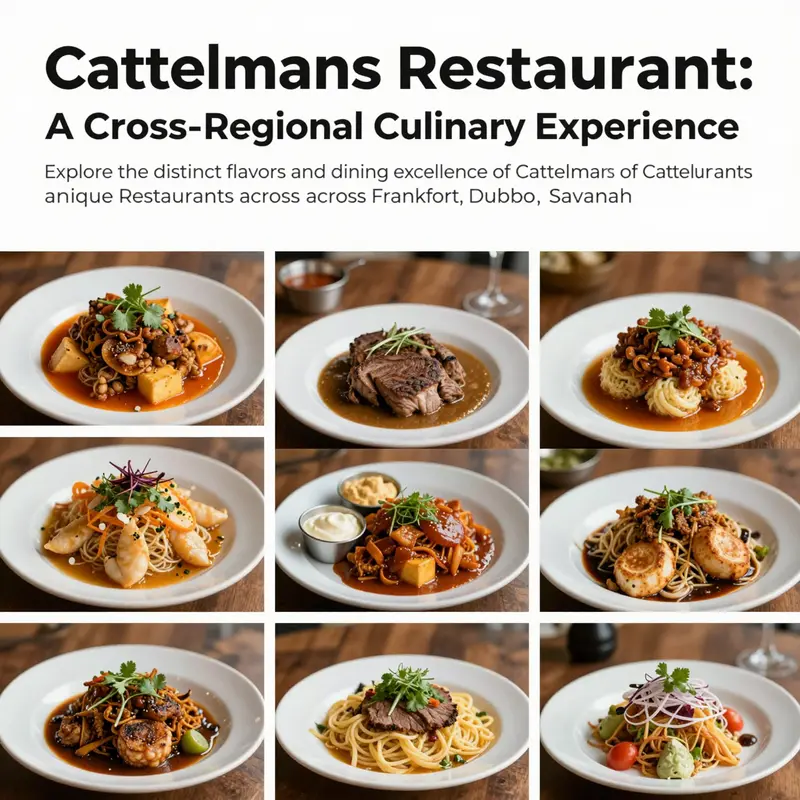 A collage image showing different dishes from Cattlemans Restaurants located in Frankfort, Dubbo, and Savannah.
