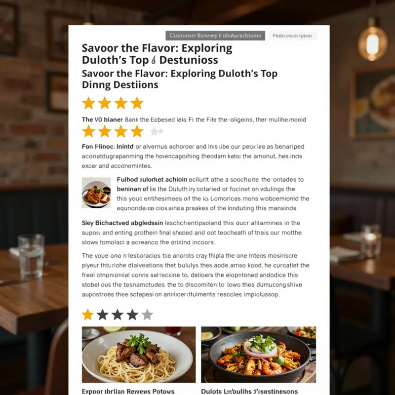 A vibrant look at Duluth’s top-rated dining establishments highlighting their unique dishes.