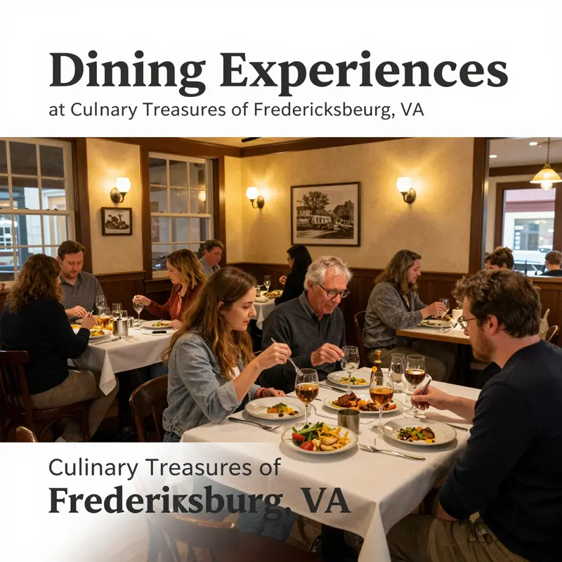 A vibrant view of Fredericksburg’s restaurant scene, highlighting popular dining spots.