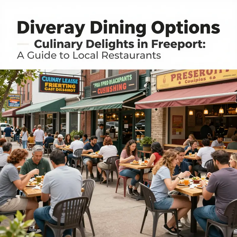 A lively display of Freeport’s restaurants, highlighting the diversity in dining options available.