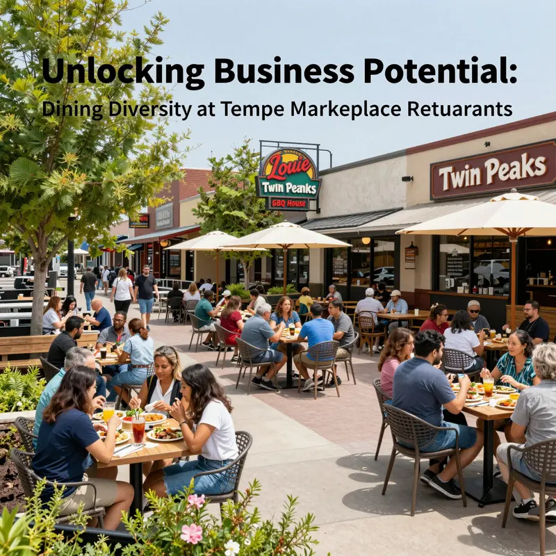 A bustling scene of Tempe Marketplace showcasing the diverse restaurant options that cater to varied tastes and group sizes.