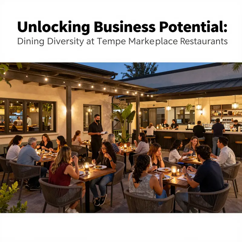 A bustling scene of Tempe Marketplace showcasing the diverse restaurant options that cater to varied tastes and group sizes.