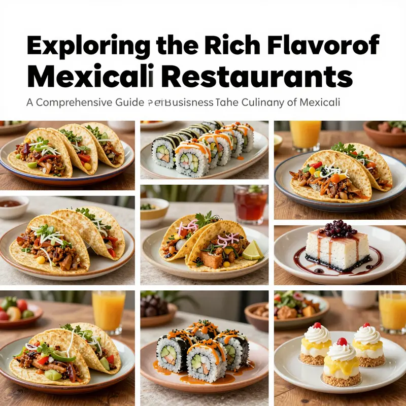 A collage of signature dishes from Mexicali showcasing diversity in flavors and presentations.
