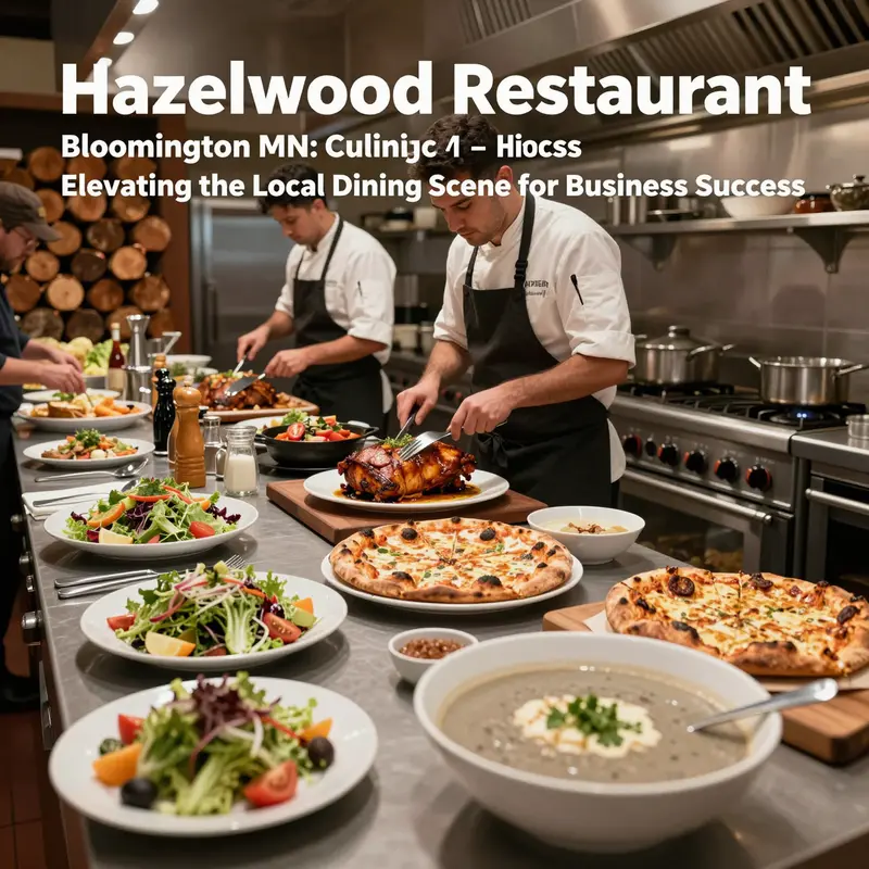 Chefs at Hazelwood preparing diverse rotisserie and wood-fired dishes, featuring the acclaimed Minnesota wild rice soup.