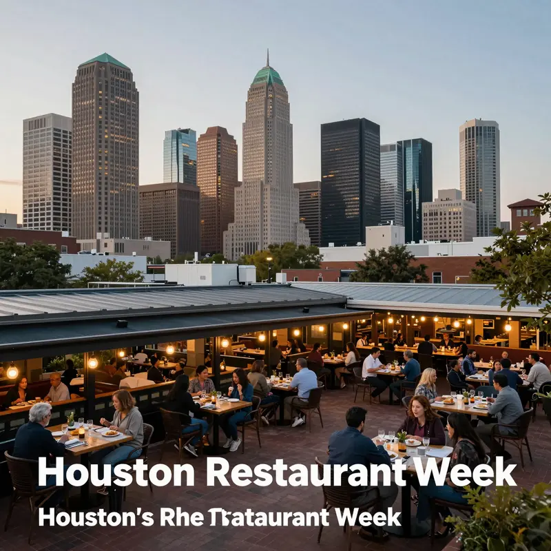 A panoramic view of Houston showcasing its vibrant restaurant scene during Restaurant Week.