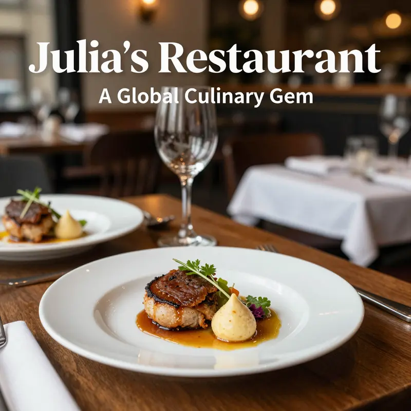 An elegant French dining experience at Julia’s Restaurant in Berkeley, California, featuring beautiful plating and a refined ambiance.
