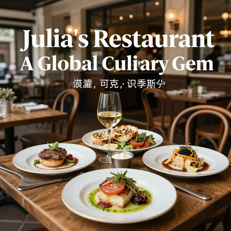 An elegant French dining experience at Julia’s Restaurant in Berkeley, California, featuring beautiful plating and a refined ambiance.