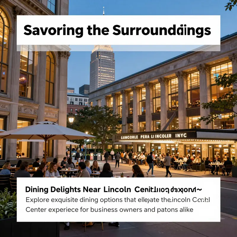 An illuminated view of Lincoln Center at night, showcasing the vibrant dining landscape in the vicinity.