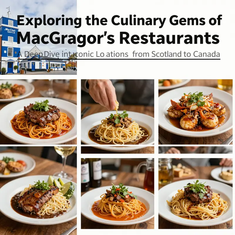 A collage depicting various aspects of MacGregor's Restaurants including food, ambiance, and cultural elements.