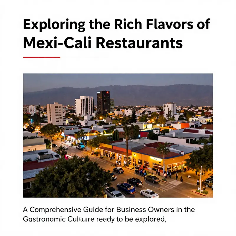 A beautiful twilight view of Mexicali, featuring illuminated restaurants and the essence of its culinary richness.