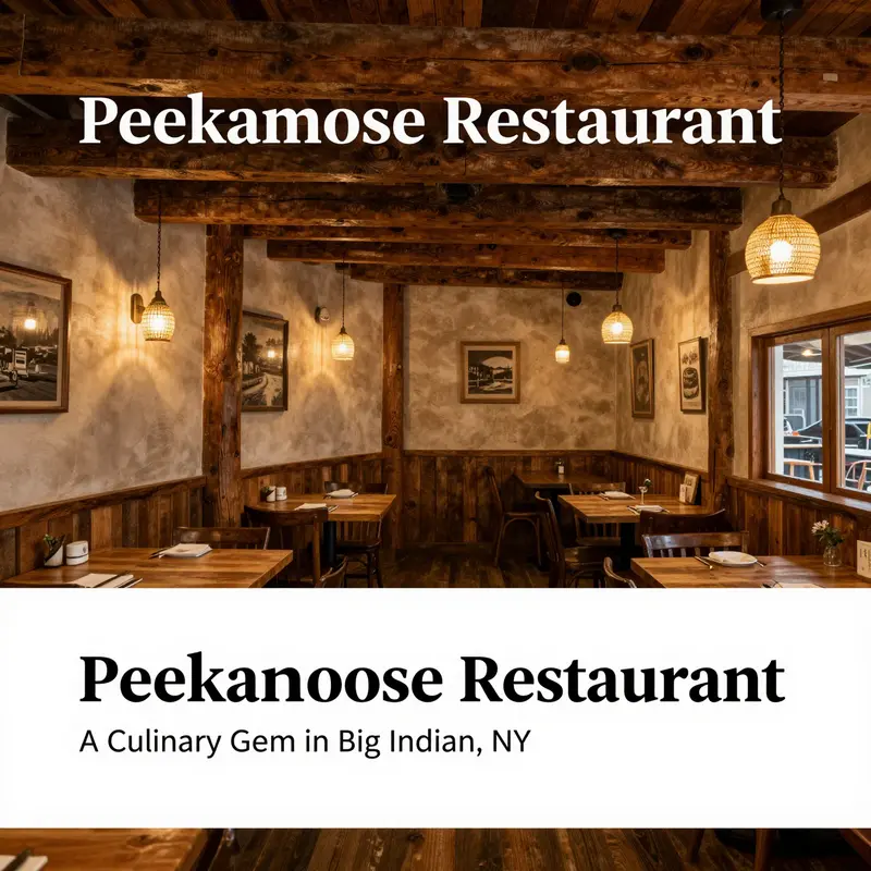 The inviting ambiance of Peekamoose Restaurant, characterized by rustic decor and warm lighting.