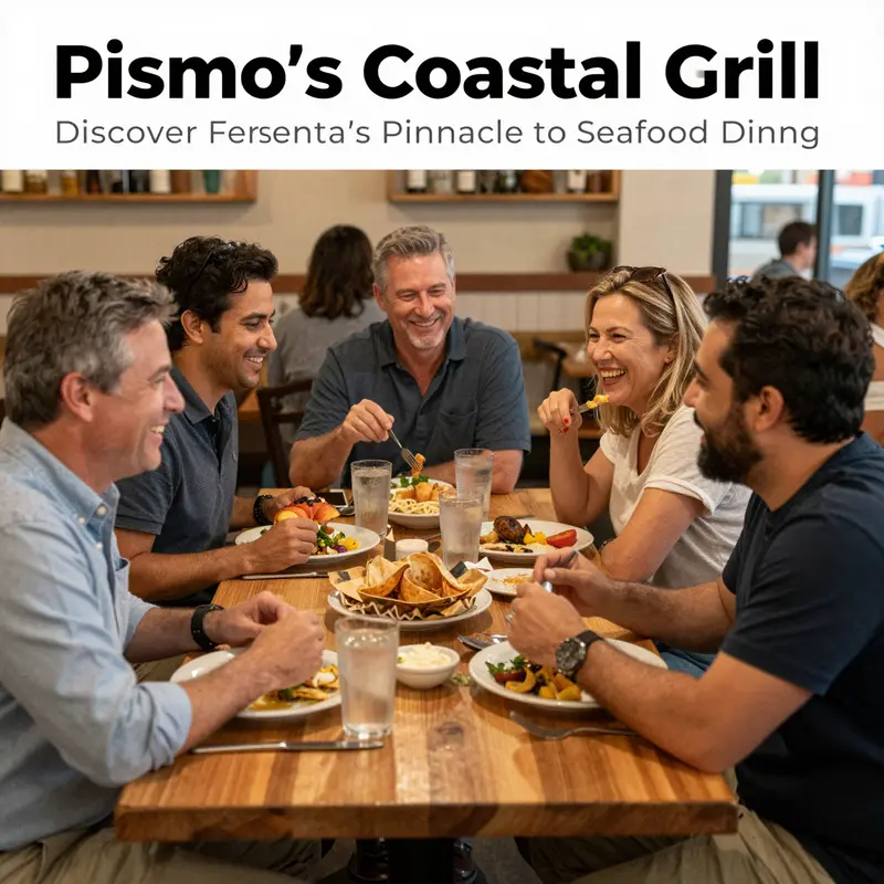 The inviting exterior of Pismo’s Coastal Grill, attracting guests with its charming ambiance.
