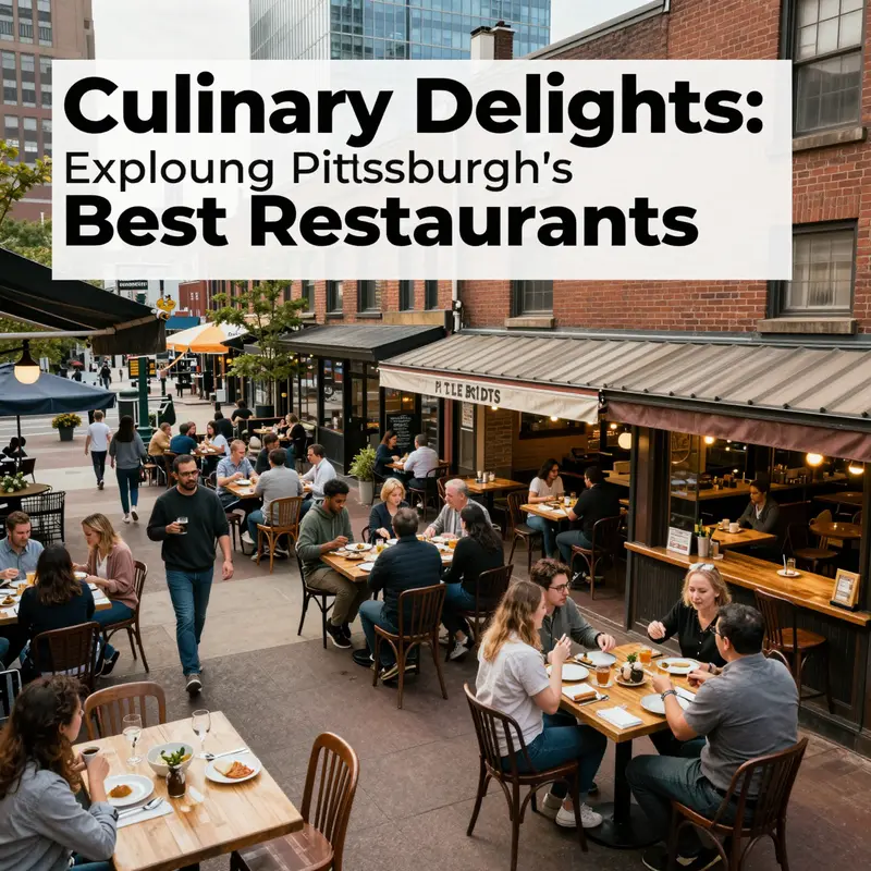 A collection of various restaurants in Pittsburgh highlighting the city's vibrant culinary scene.