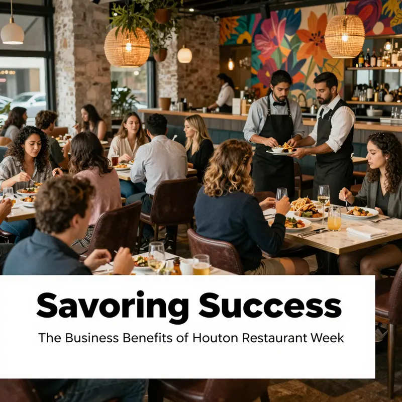 Diners savoring exquisite meals during the vibrant Houston Restaurant Week.