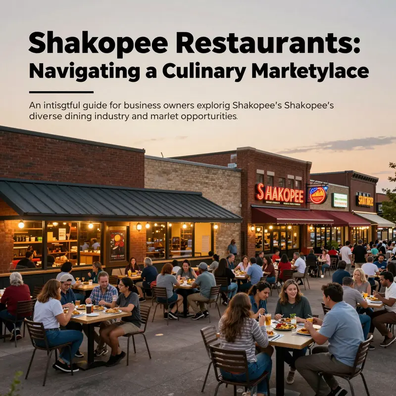 Vibrant evening scene of Shakopee’s restaurant area with diverse diners and varied eateries.