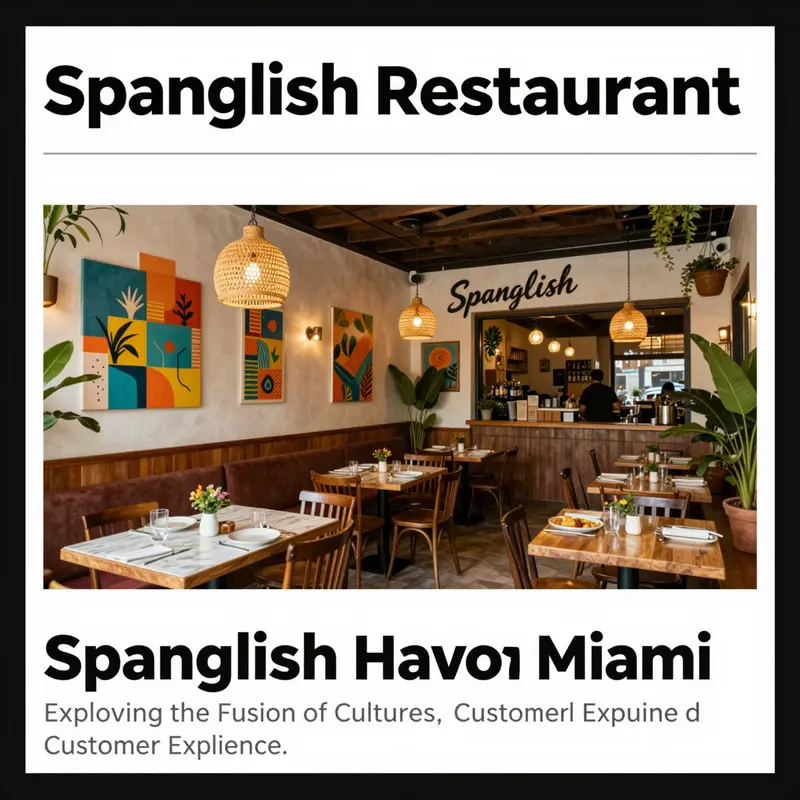 A photo of Spanglish Restaurant highlighting its colorful ambiance and outdoor seating area.
