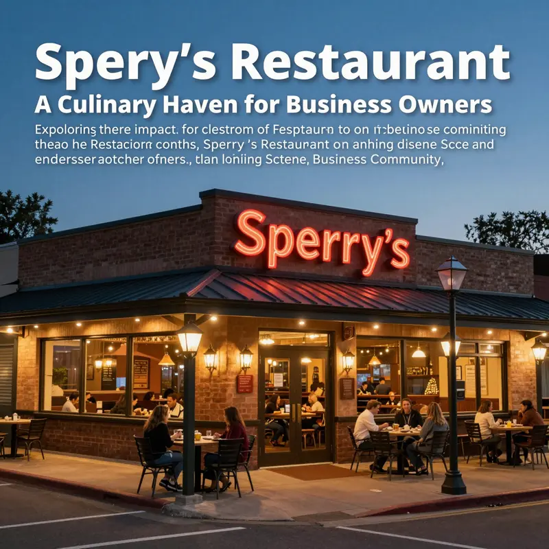 The exterior view of Sperry's Restaurant at dusk, showcasing its inviting ambiance.