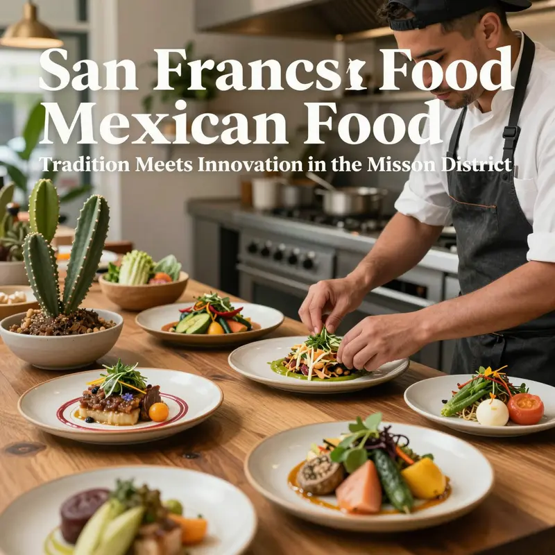 Vibrant Mission District streets showcasing the heart of San Francisco’s Mexican food culture with fresh ingredients and lively dining.