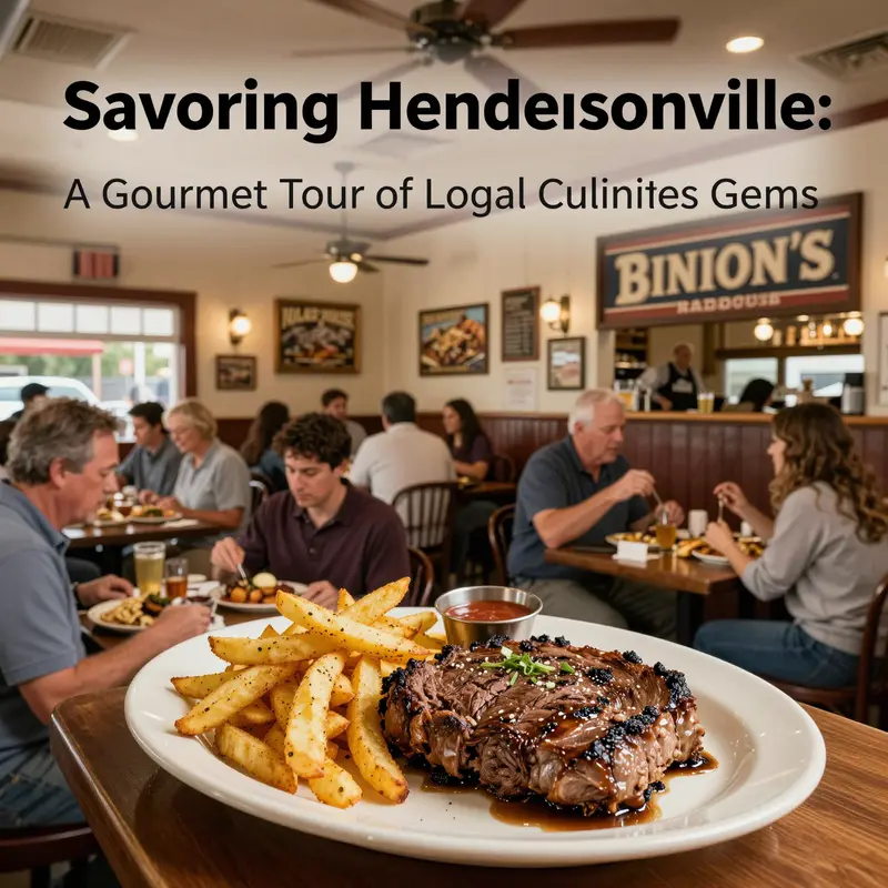 A lively scene at Binion’s Roadhouse, one of Hendersonville’s top-rated restaurants, perfect for classic American cuisine lovers.