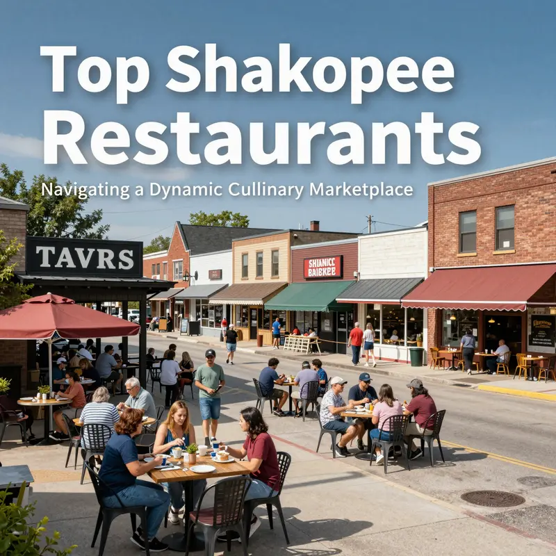 A lively view of Shakopee’s top restaurants highlighting the diversity and vibrancy of the local dining scene.