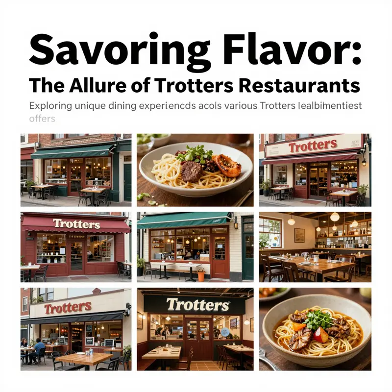 A collage of images displaying various Trotters restaurants, showcasing their unique dining settings.