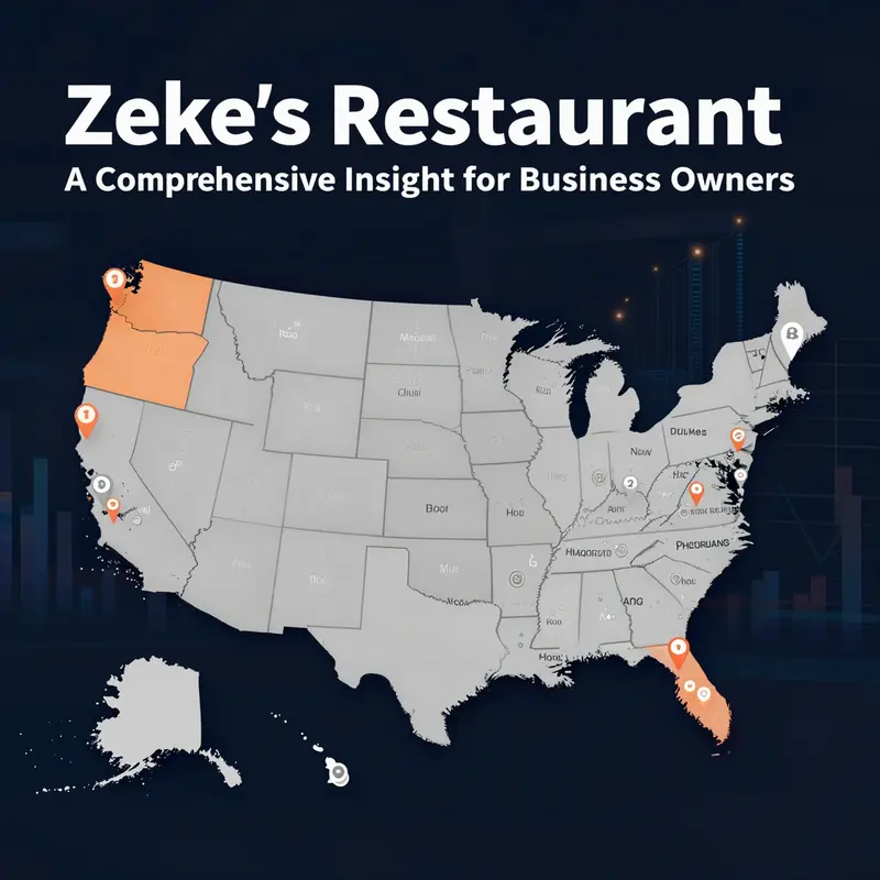 Zeke’s Restaurant locations across the US and China with rankings and regional distribution illustrated.