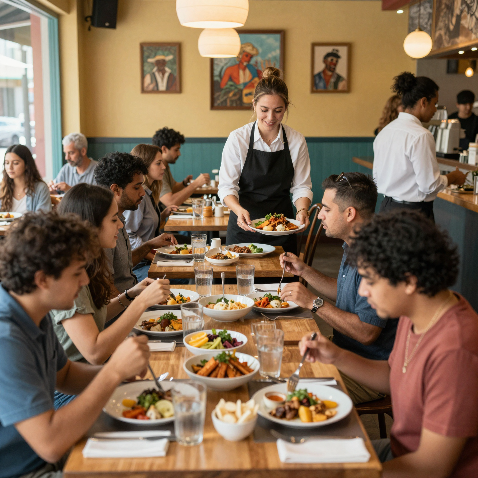 A bustling restaurant scene in Culver City