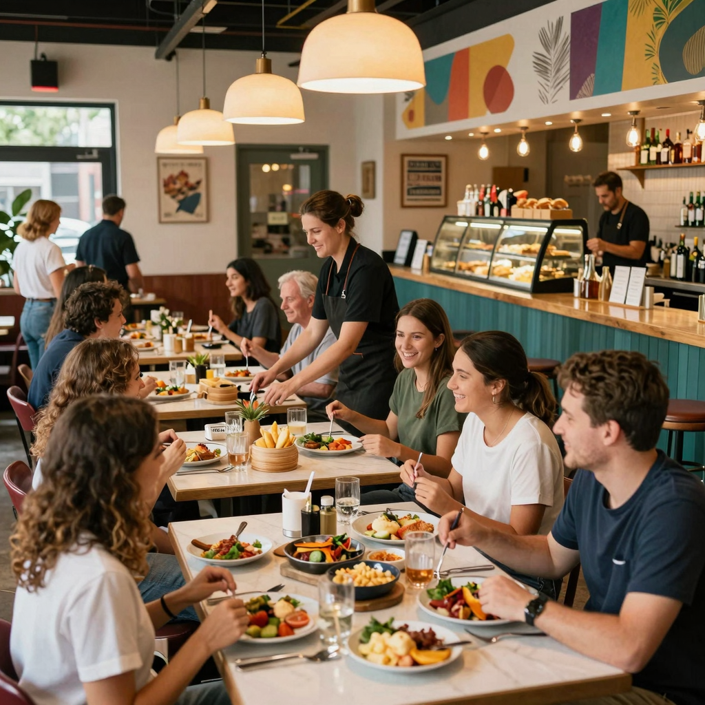 A bustling restaurant atmosphere