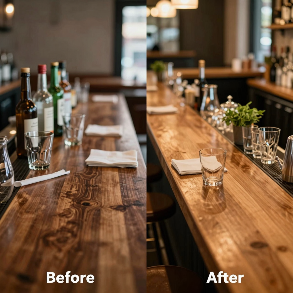 Before and after bar counter comparison