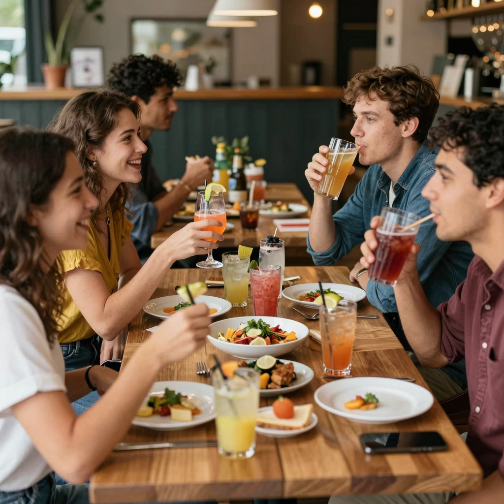 Happy Hour Scene at a Restaurant