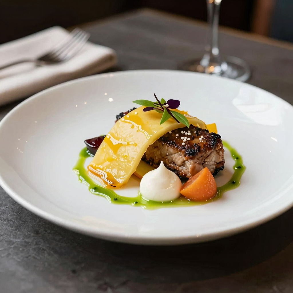 High-quality dish presentation at a restaurant.