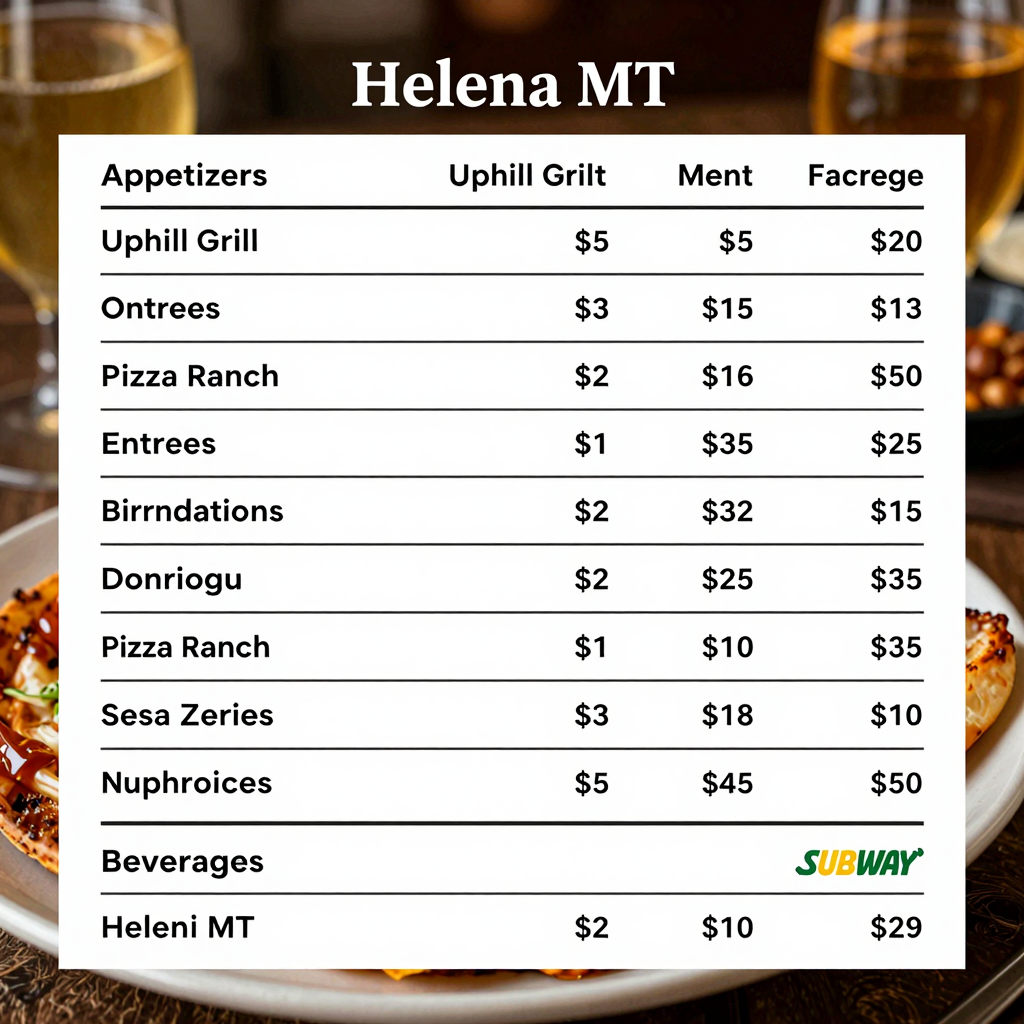 Menu Price Comparison Helena MT