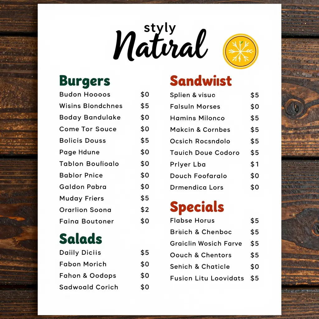 Conrad's Grill Menu Categories