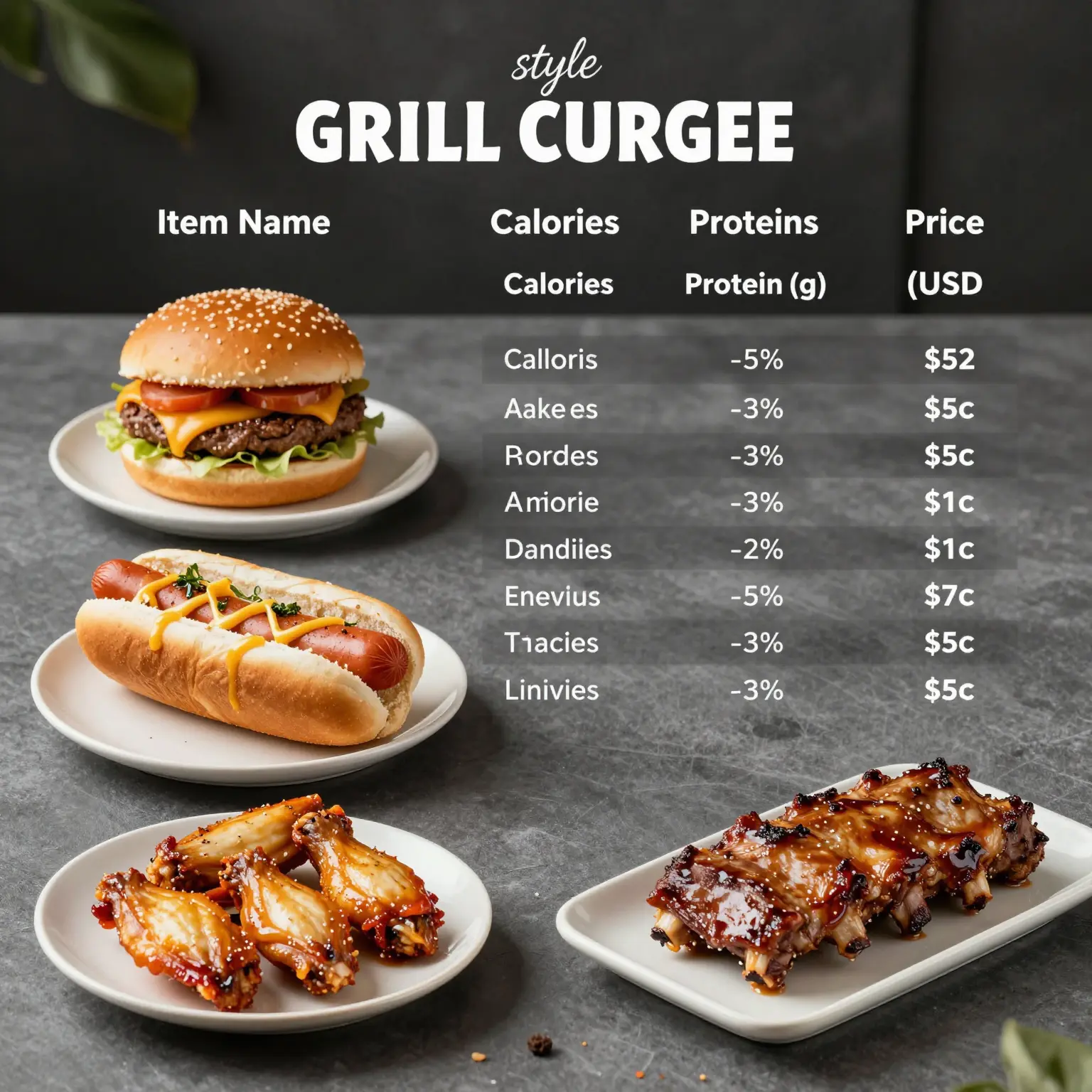 Grill Items Comparison
