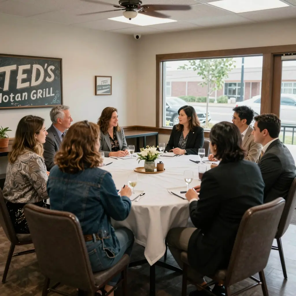Business meeting setup at Ted's Montana Grill